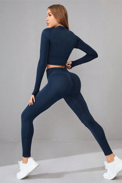 Mock Neck Long Sleeves Top & Pants Set