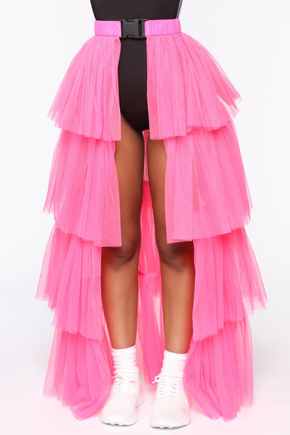 Mesh Stitching Pettiskirt Buckle Skirt