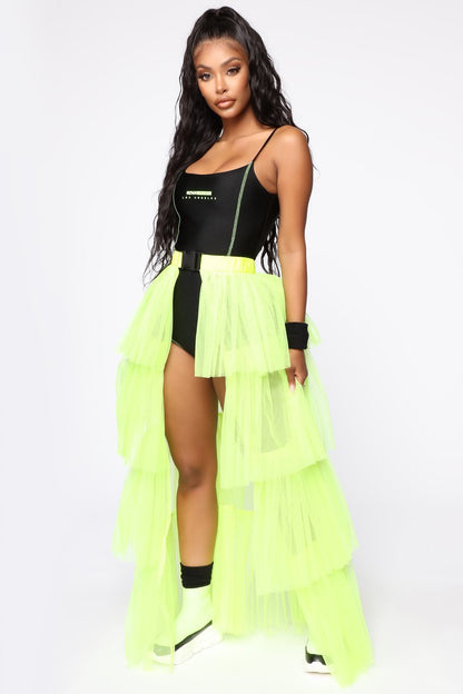 Mesh Stitching Pettiskirt Buckle Skirt
