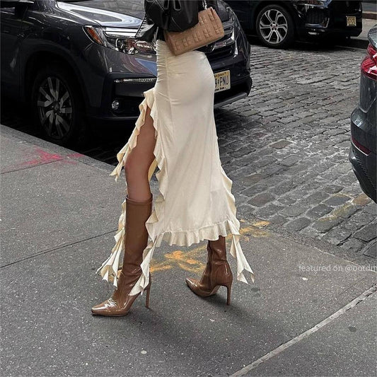 Jellyfish/Eggplant Lace Sheath Skirt