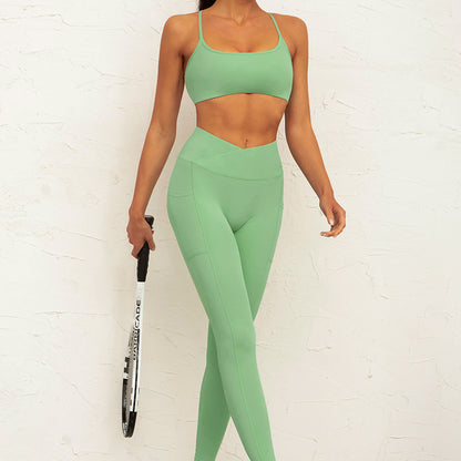 High-Waist, Low-Back - Yoga Pants & Yoga Bra Two-Piece Set (7516851175512)