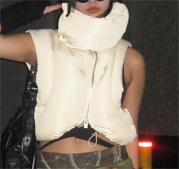 Asymmetric Sleeveless Turtleneck Short Vest (7516640641112)