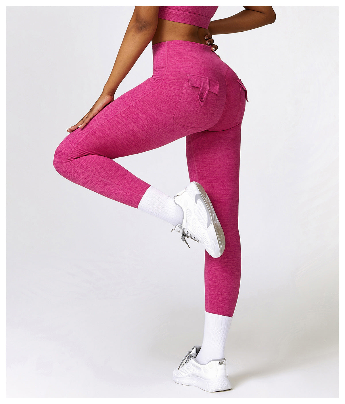 Cationic - High-Waist Yoga Pants Cargo Pocket Hip Raise Skinny Exercise Workout Pants (7520615333976)