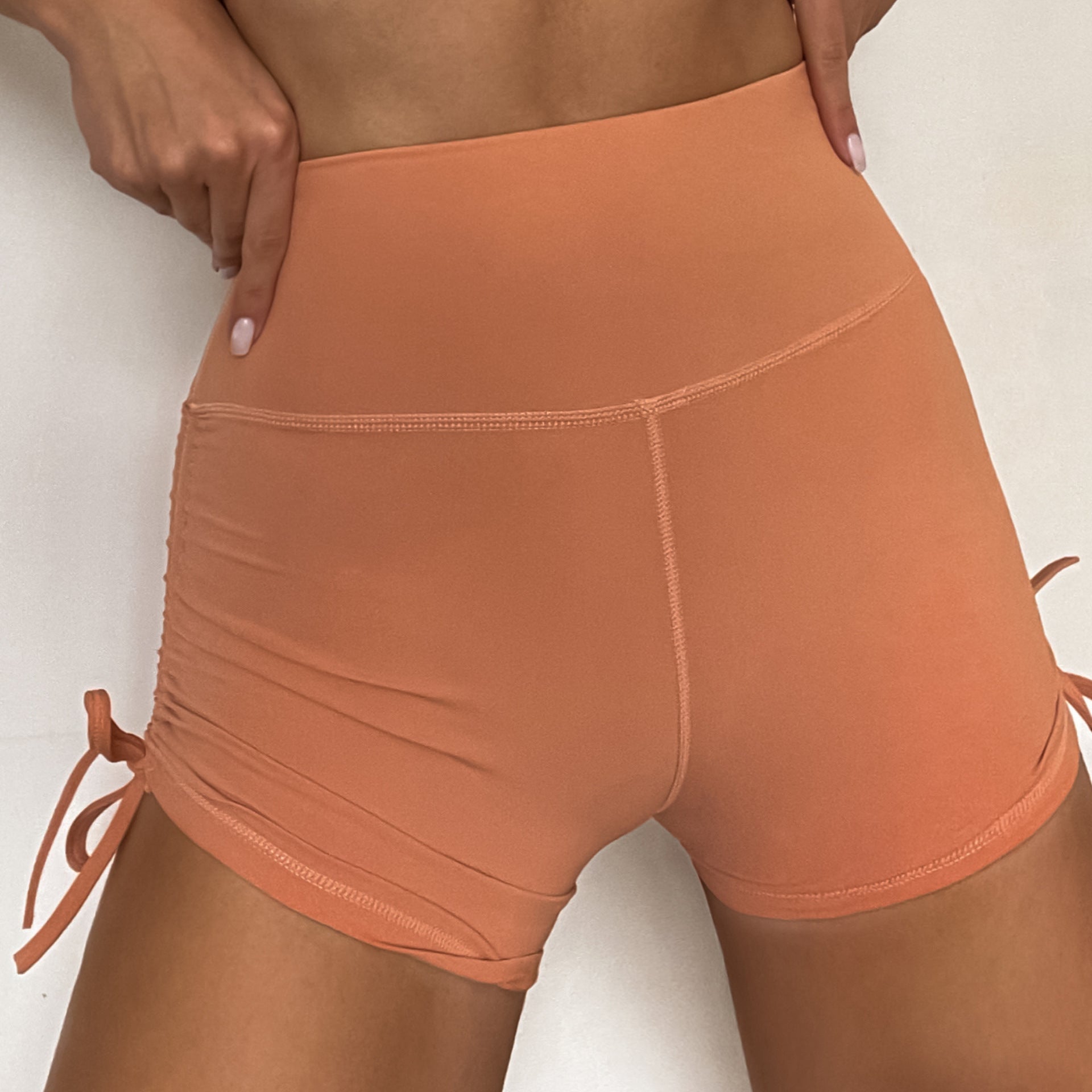 Drawstrings-Waist - Drawstrings High-Waist Sportswear Bra & Bottoms Set (7520682541144)
