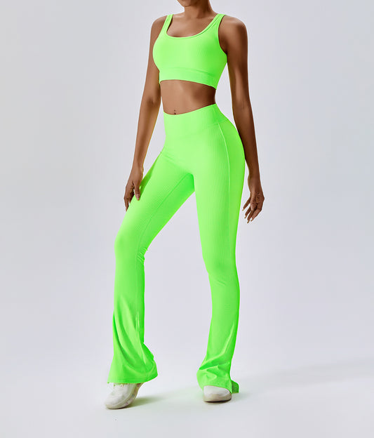 One-Shoulder Slightly-Flared Wide-Leg Pilates Set (7520614711384)