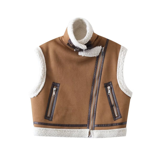 Locomotive LAMB - Faux Shearling Jacket Locomotive Leather Lamb Wool Fur Vest Coat (7516614492248)