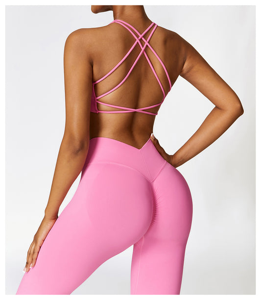 Seamless Lace-Up Yoga Sports Bra
