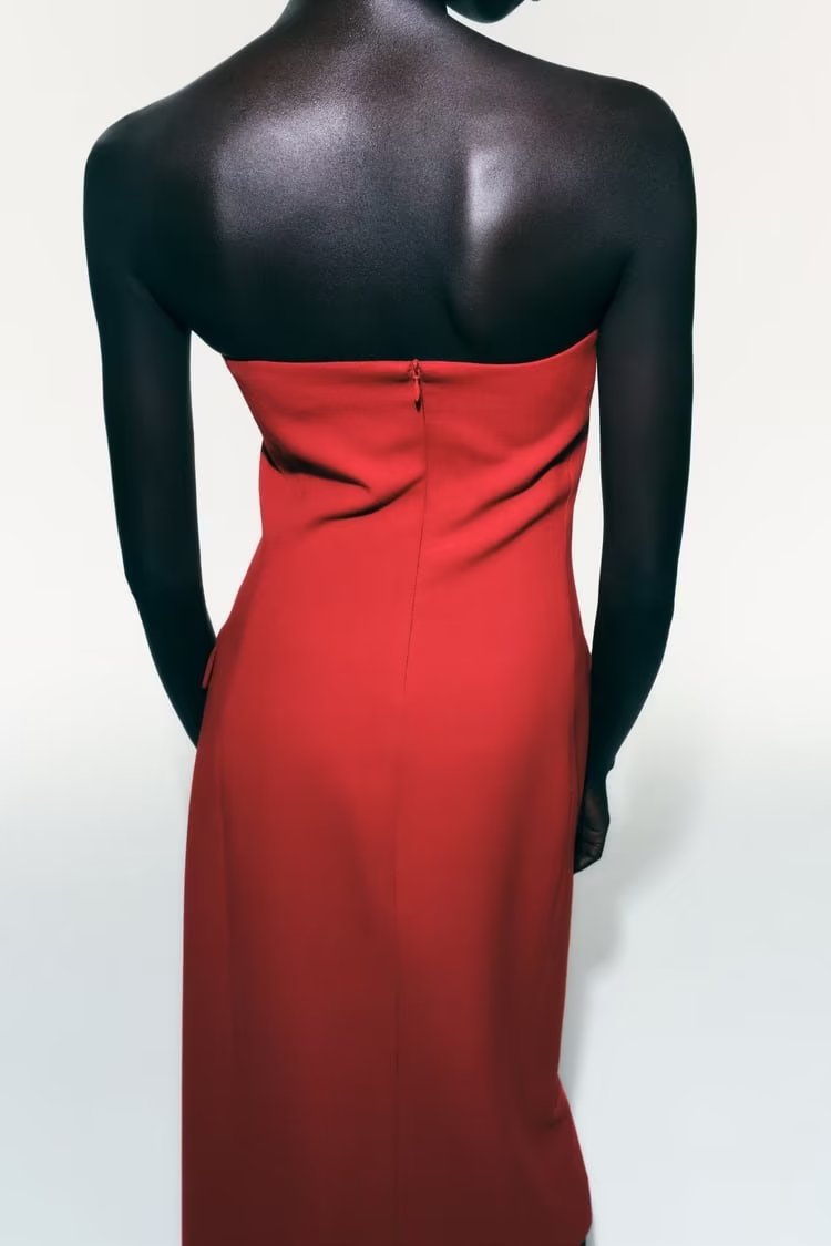 French Dress - Solid Color Pocket Decorations Tube Top Dress (7516661940312)