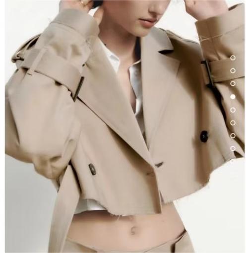 Summer Casual All Matching Turn-down Collar Long Sleeve Loose Buckle Short Trench Coat Women (7524905680984)