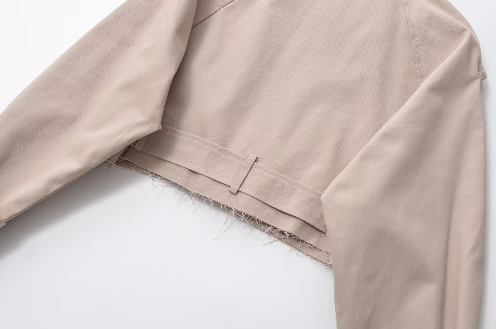 Summer Casual All Matching Turn-down Collar Long Sleeve Loose Buckle Short Trench Coat Women (7524905680984)