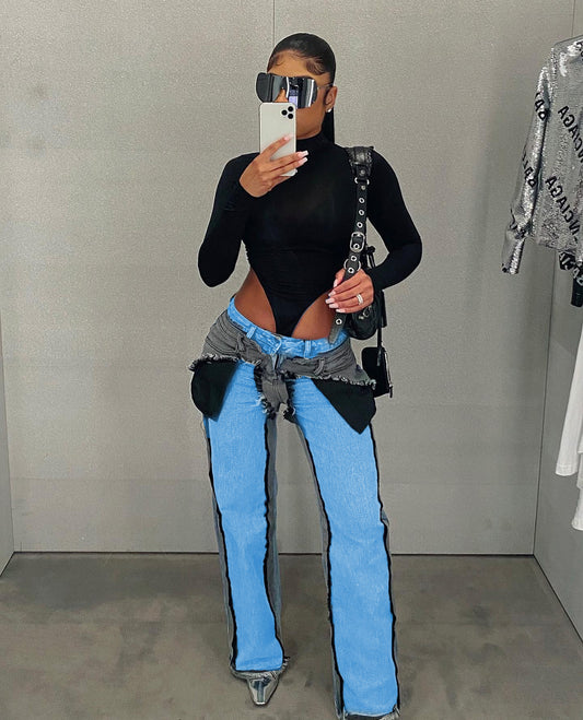 Patchwork Stretchy Denim Jeans (7524740563032)