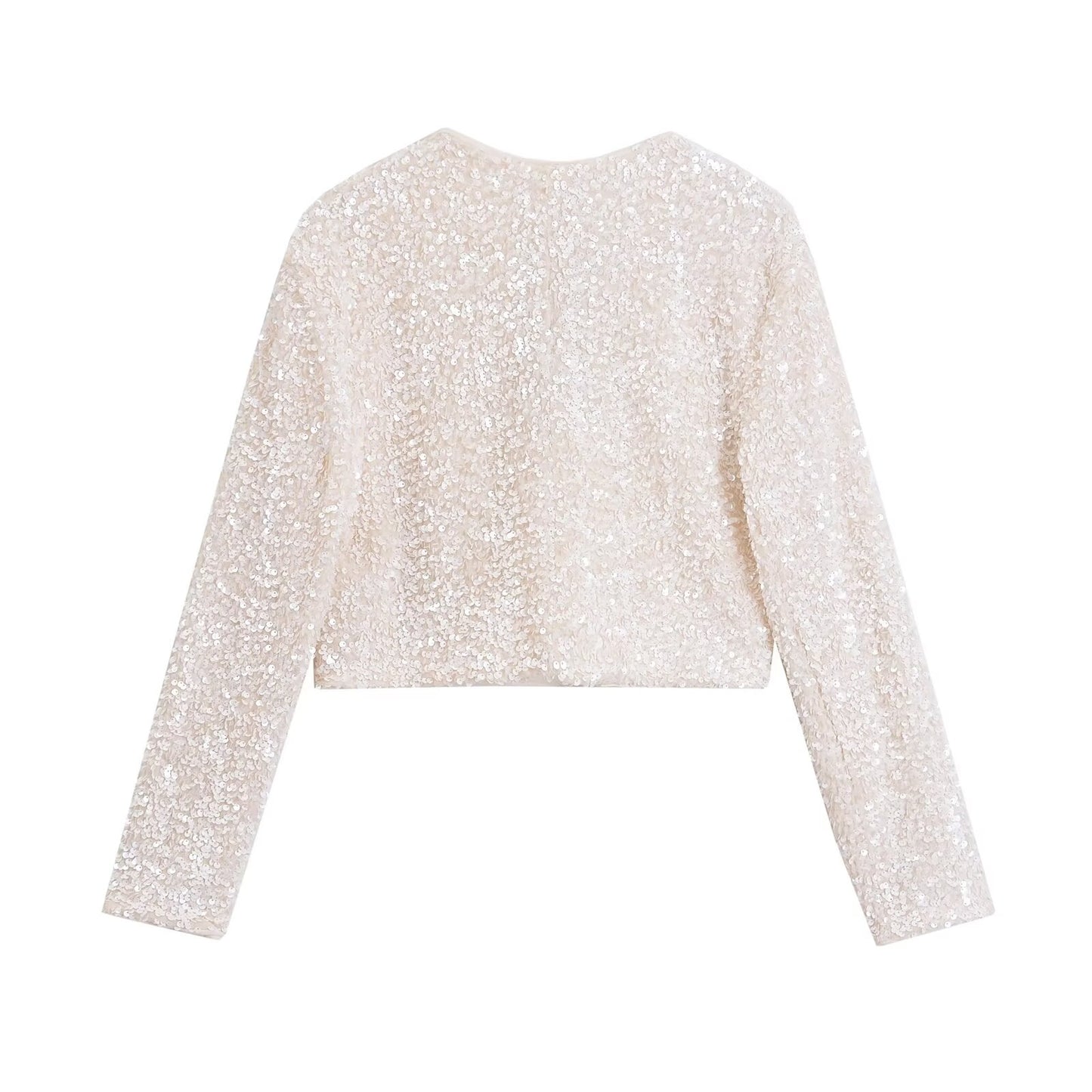 Winter Women Clothing Fashionable All Match Bowknot Decoration Sequined Short Coat (7525012963416)