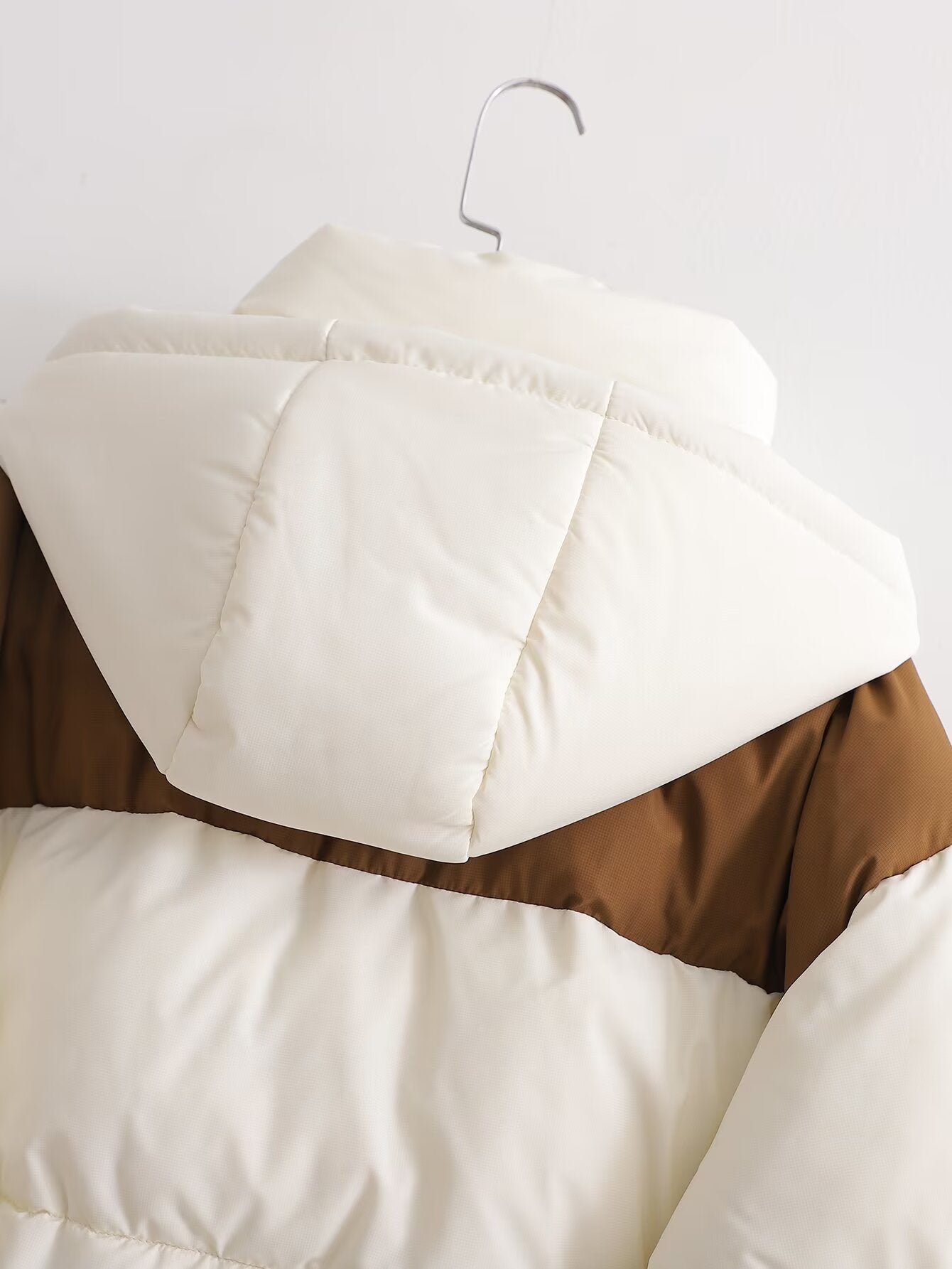 French Stitching Contrast Color Hooded Jacket