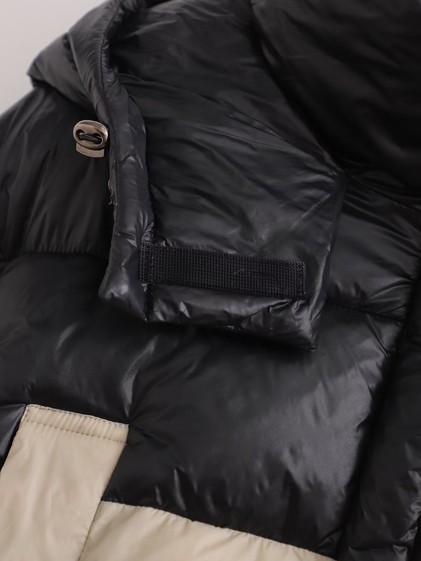Patchwork - Contrast Color Hooded Cotton Padded Jacket Coat (7516641493080)