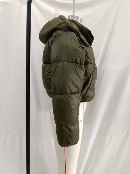 Solid Color Detachable-Hood Jacket