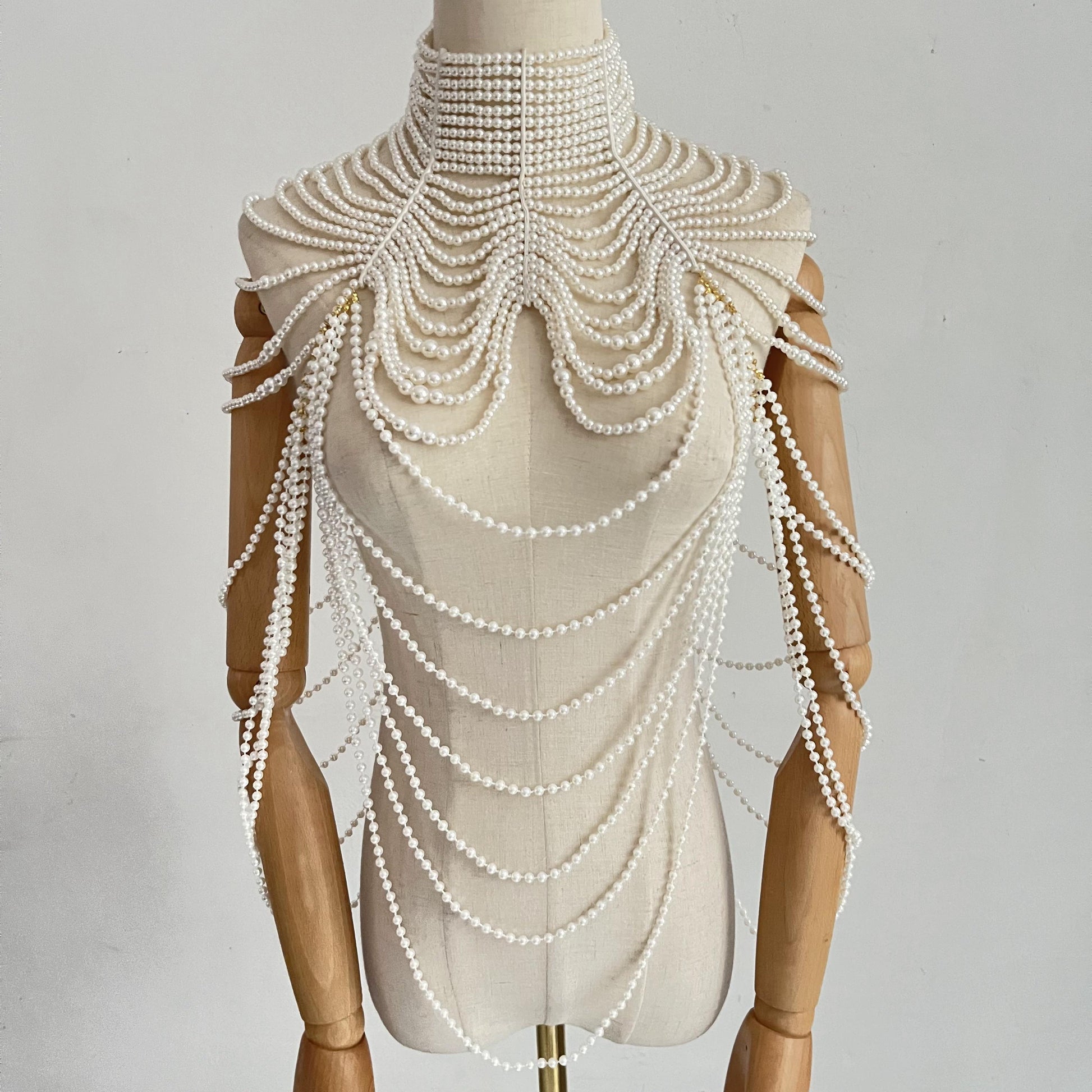 Pearl Neck Chain Multi-Layer Body Necklace (7517781721176)