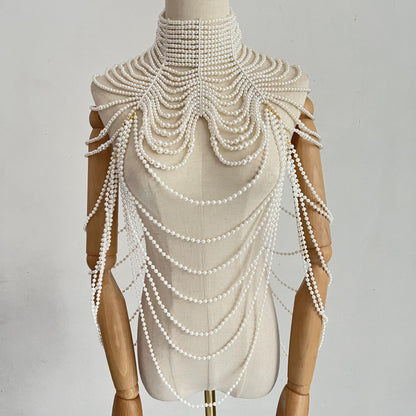 Pearl Neck Chain Multi-Layer Body Necklace (7517781721176)