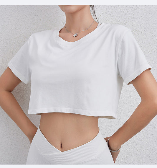 Seamless Thread - Sports Bra & Loose Short Sleeves Top With Yoga Pants Three-Piece Set (7516829548632)