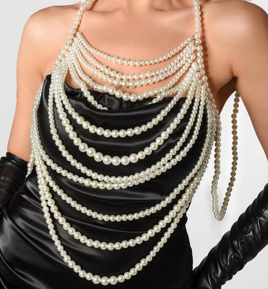 Halter Multi-Layer Pearl Suspenders Vest Tube-Top