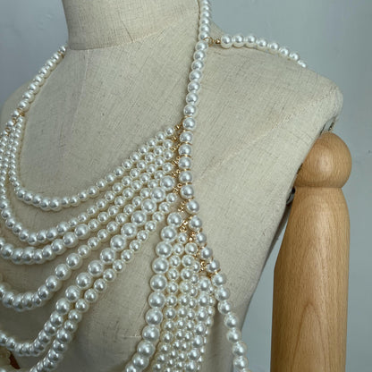 Halter Multi-Layer Pearl Suspenders Vest Tube-Top