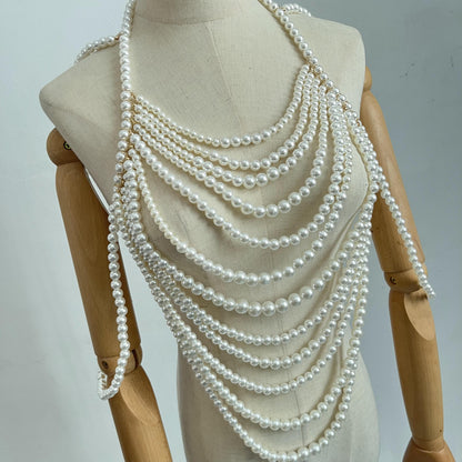 Halter Multi-Layer Pearl Suspenders Vest Tube-Top