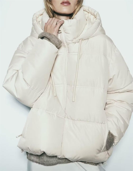 Winter Women Clothing All Match Casual Hooded Cotton Clothing Cotton Coat (7524988125272)