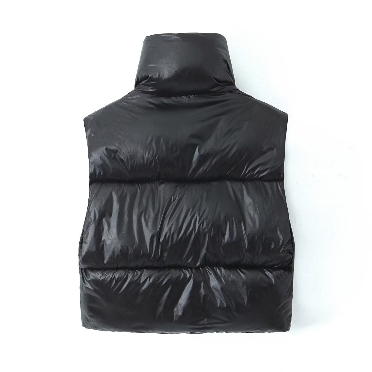 Stand-Collar Zipper Sleeveless Cotton Vest Jacket