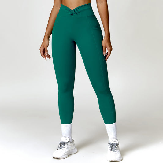 Cross-Ruffles - Cross-Ruffles High-Waist Yoga Pants (7520615170136)