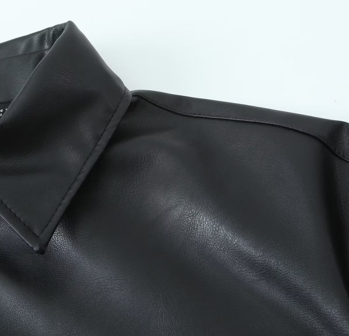 Crop-Top Faux Leather Jacket