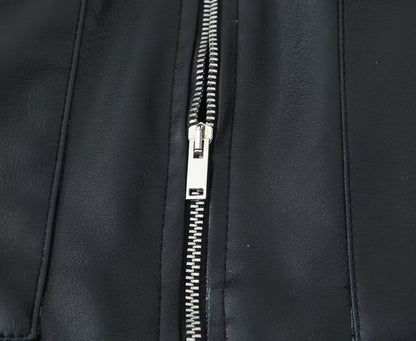 Crop-Top Faux Leather Jacket