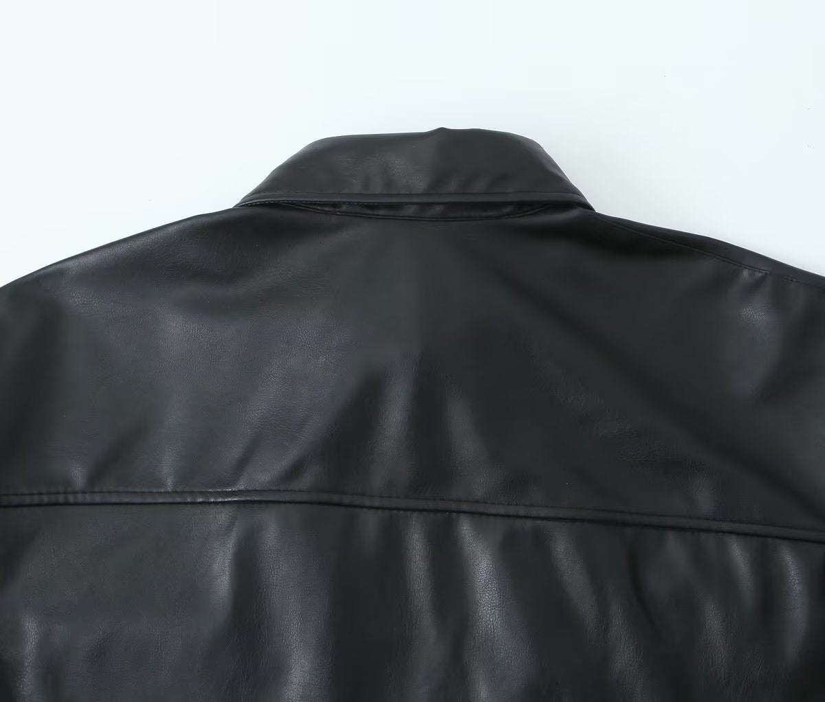 Crop-Top Faux Leather Jacket
