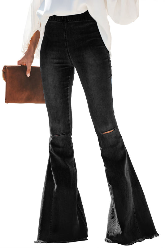 Flared High-Waist Denim Jeans