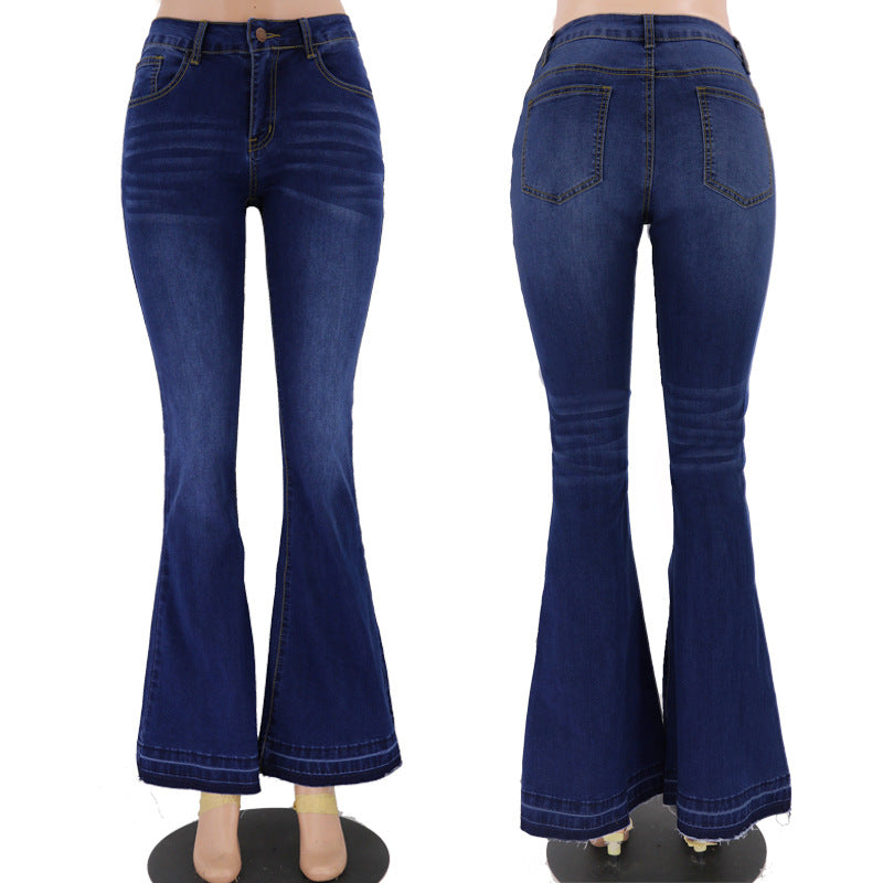 Low-Waist Flared Medium-Wash Denim Jeans