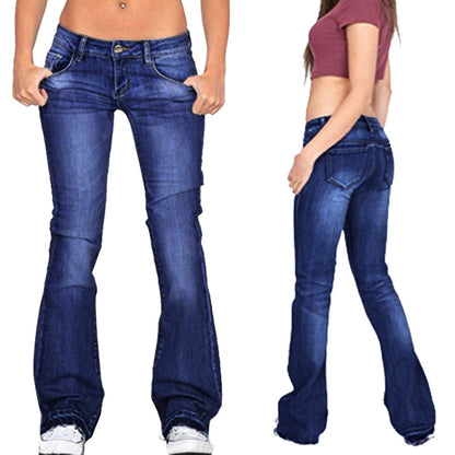 Low-Waist Flared Medium-Wash Denim Jeans