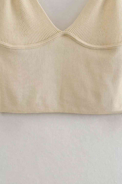 Cami Wide Waistband Ribbed V-Neck & Skirt Set (7501465223256)