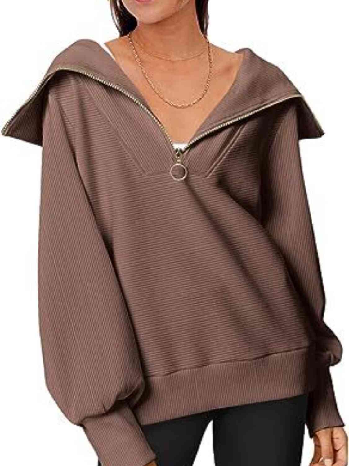 Oh My Lanta - Half-Zip Lantern Sleeves Top (7501315080280)