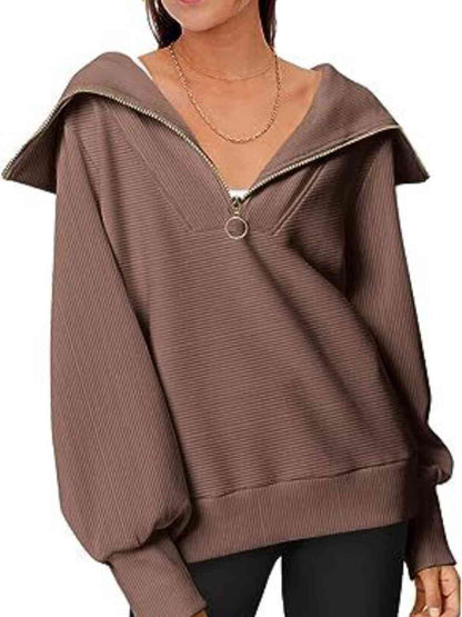 Oh My Lanta - Half-Zip Lantern Sleeves Top (7501315080280)