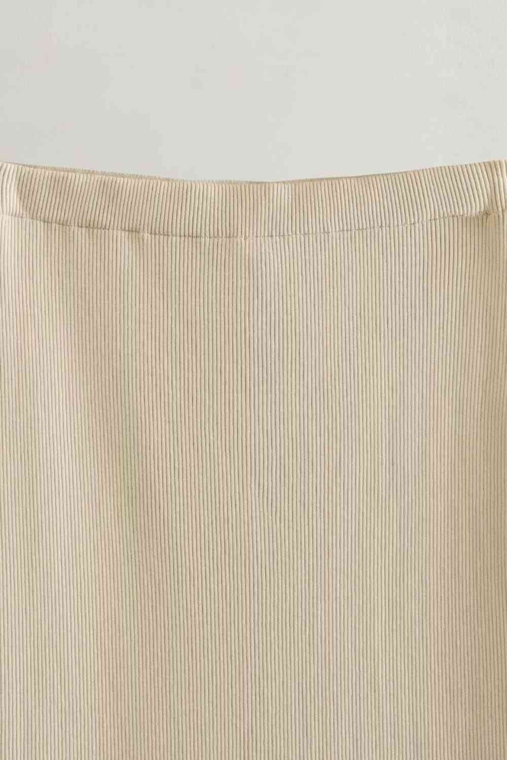 Cami Wide Waistband Ribbed V-Neck & Skirt Set (7501465223256)