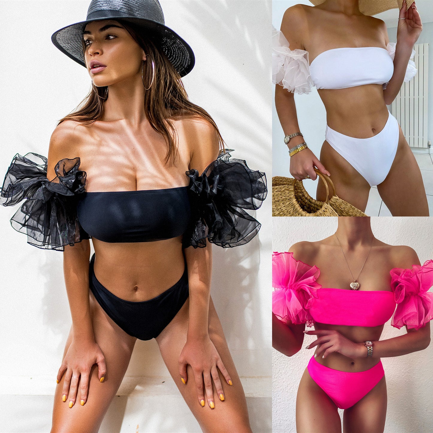 Pom-Poms - Off-Shoulder Bikini (7516536832088)