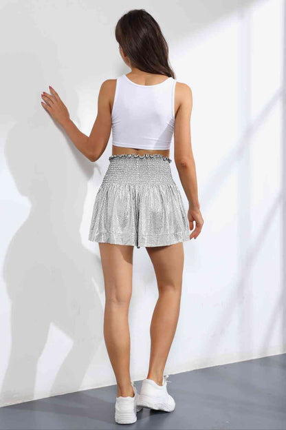 Glitter Smocked - High-Waist Shorts (7500855672920)