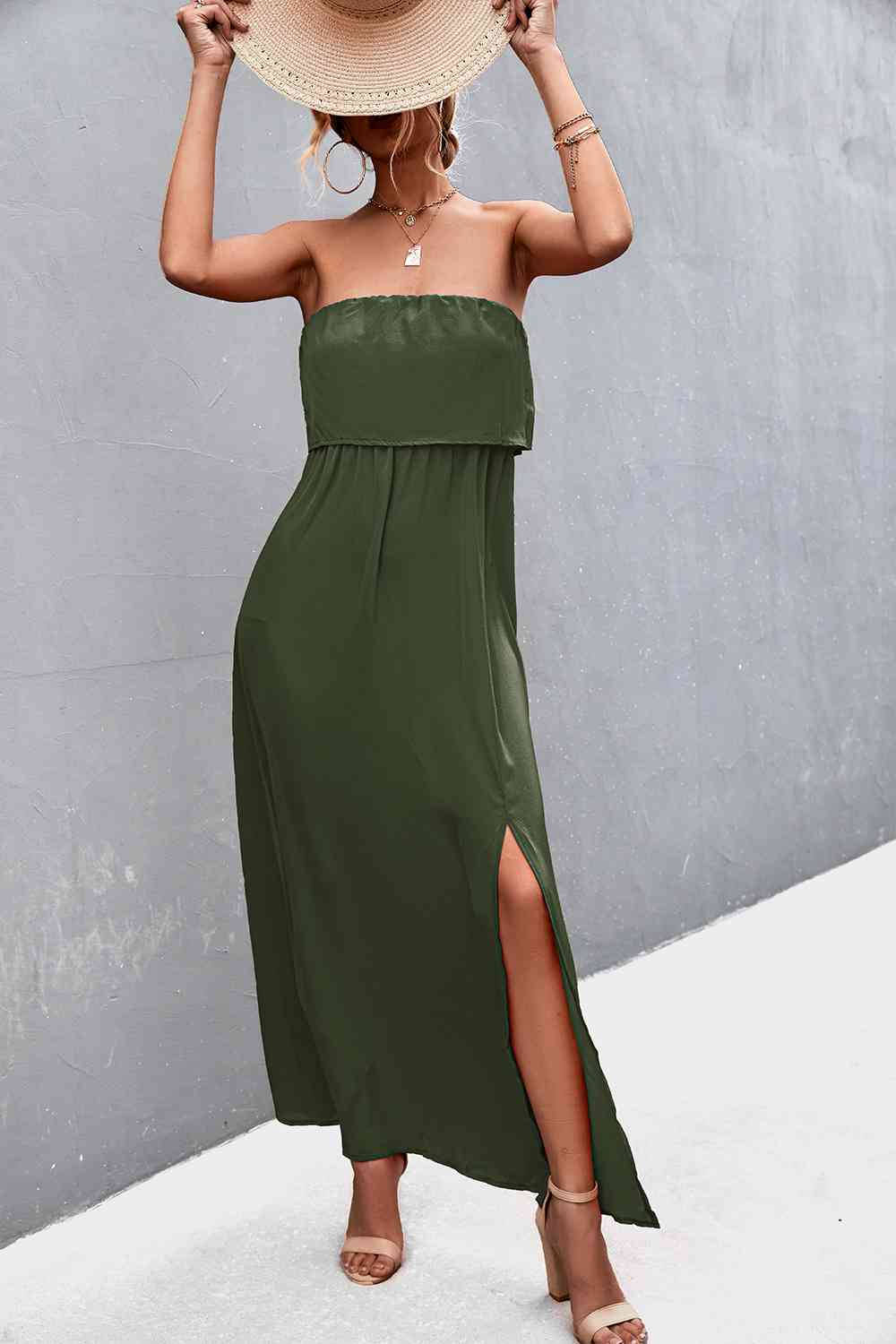 Strapless Split Maxi Dress (7515563982936)
