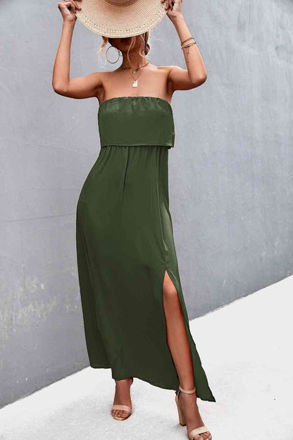 Strapless Split Maxi Dress (7515563982936)