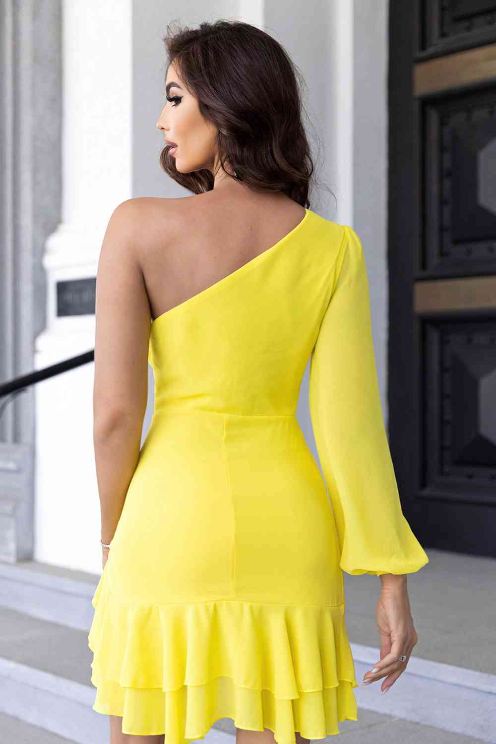 Ruffles & Bows - Cut-Out One-Shoulder Tied Dress (7515674443864)