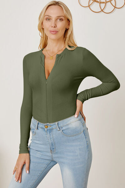 Long Sleeves Zip-Up Bodysuit