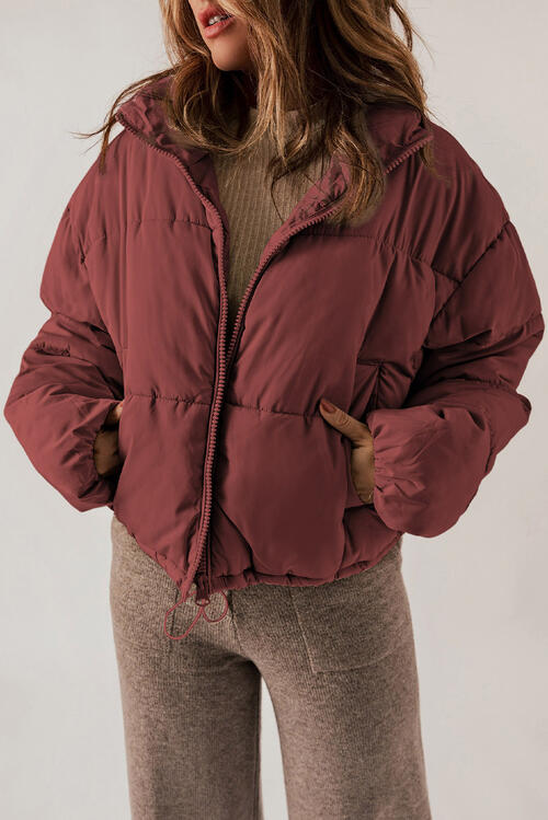 Long & Sleeves - Zip-Up Collared Neck Long Sleeves Coat (7484290531416)