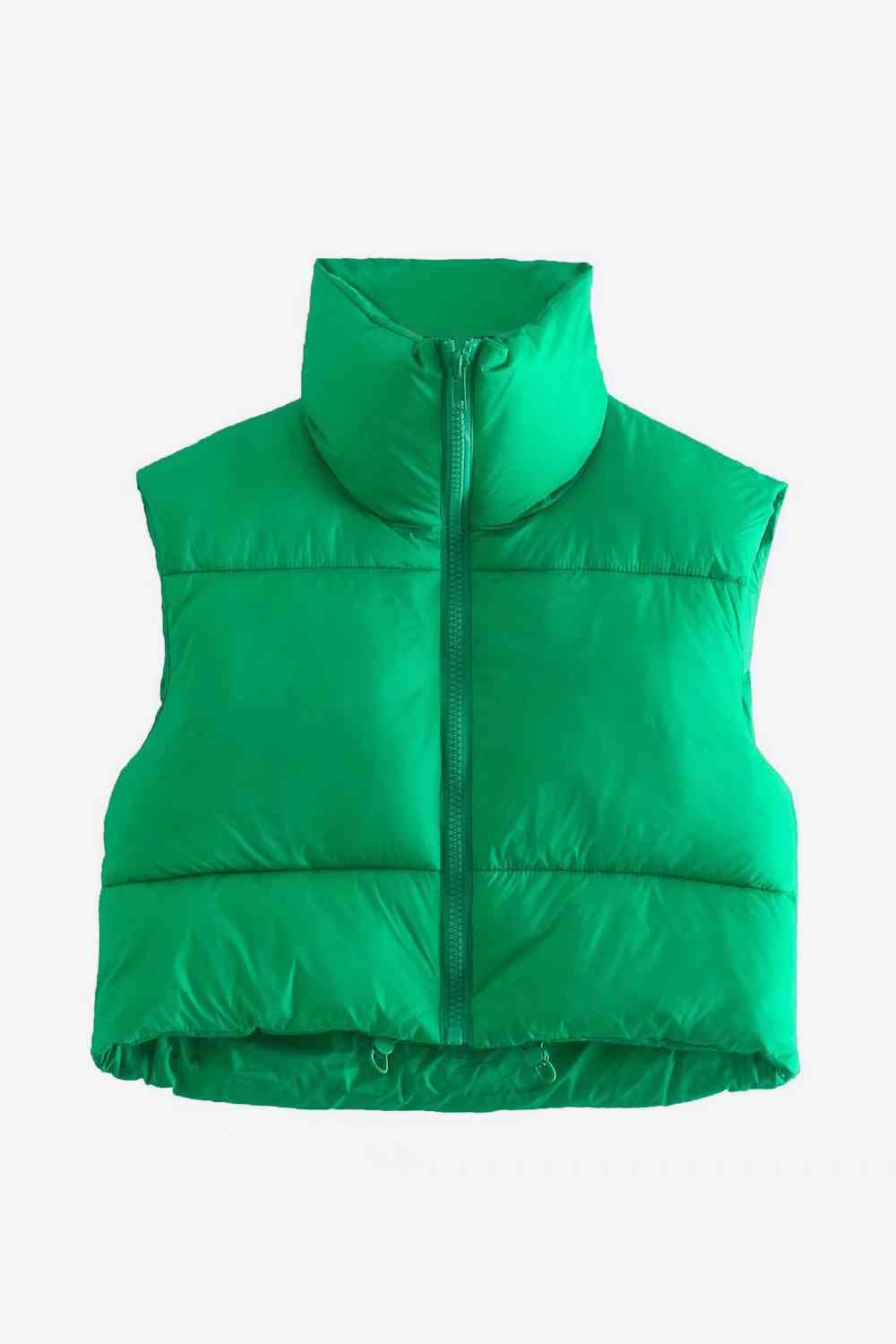 Gotta Have Drawstrings - Zip-Up Drawstring Puffer Vest (7484291907672)
