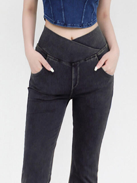 Bootcut Jeans With Pockets - Wide Waistband (7496928100440)