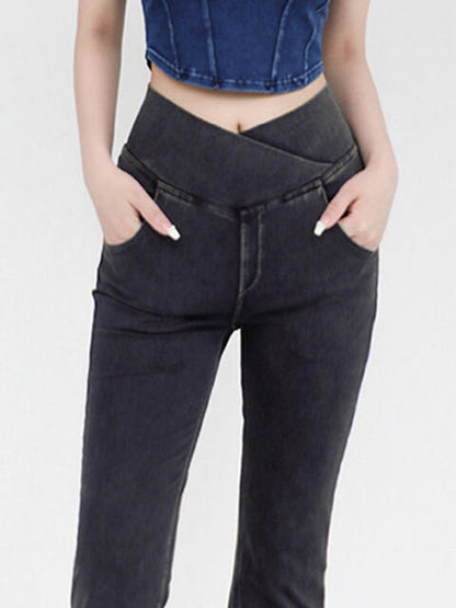 Bootcut Jeans With Pockets - Wide Waistband (7496928100440)