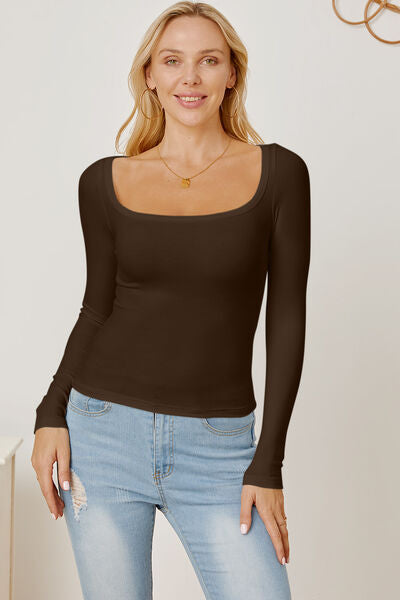 Square Neck Long Sleeves T-Shirt