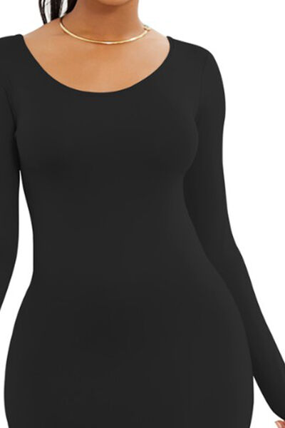 Round Neck Long Sleeves - Maxi Wrap Dress (7487069782104)